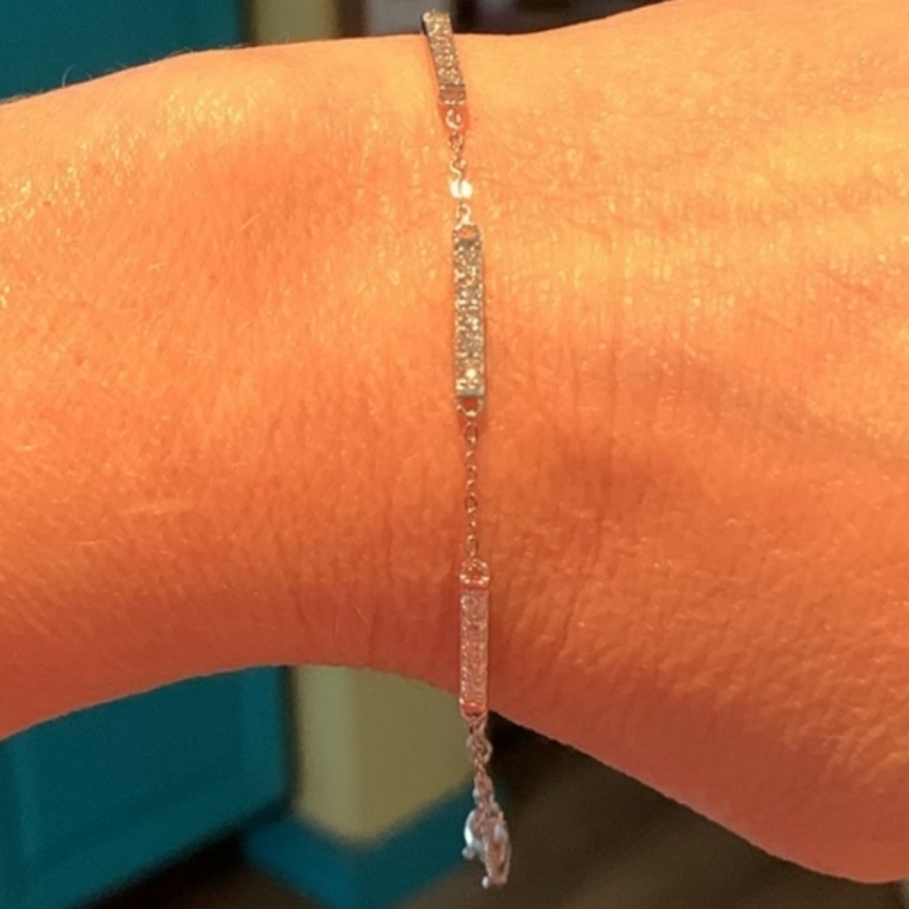 Elegant Silver 3 Bar Bracelet .45 cwt Moissanite NwT